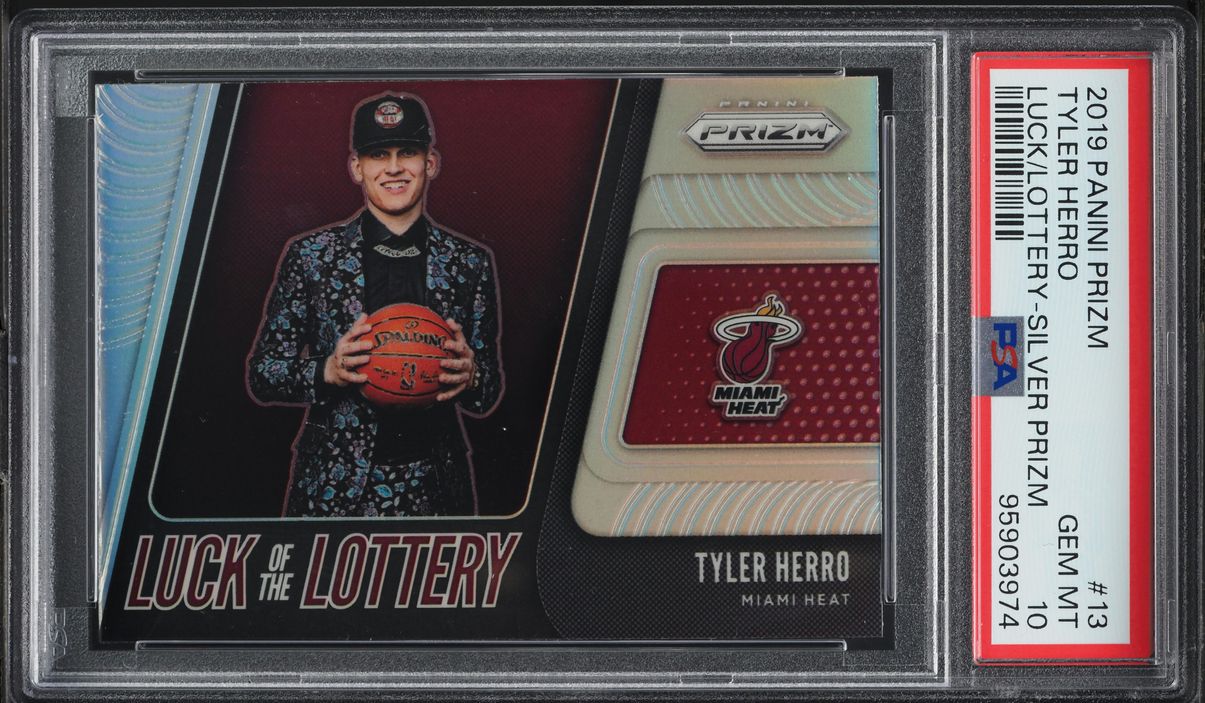 2019 Panini Prizm Luck Of The Lottery Silver Tyler Herro ROOKIE #13 PSA 10 GEM