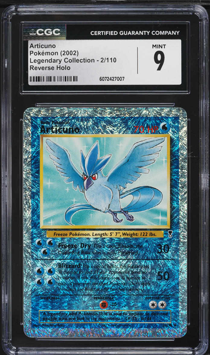 2002 Pokemon Legendary Collection Reverse Holo Articuno #2 CGC 9 MINT