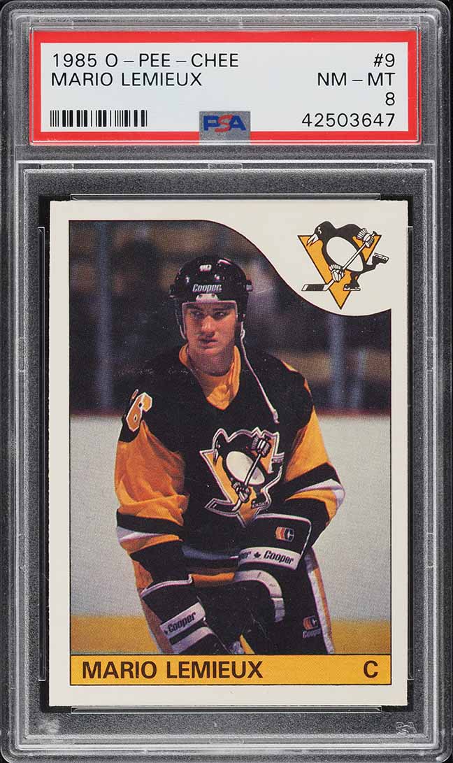 1985 O-Pee-Chee Hockey Mario Lemieux ROOKIE #9 PSA 8 NM-MT