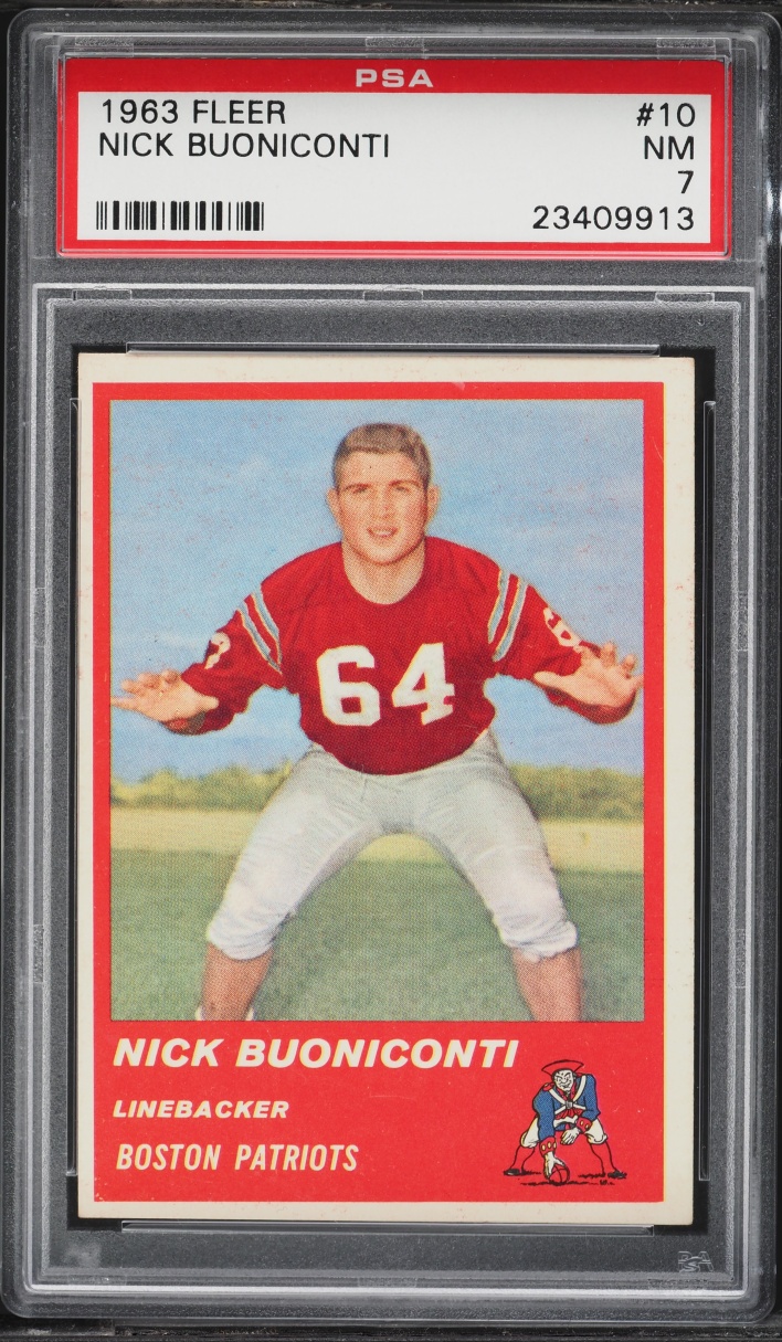 1963 Fleer Football Nick Buoniconti ROOKIE #10 PSA 7 NRMT