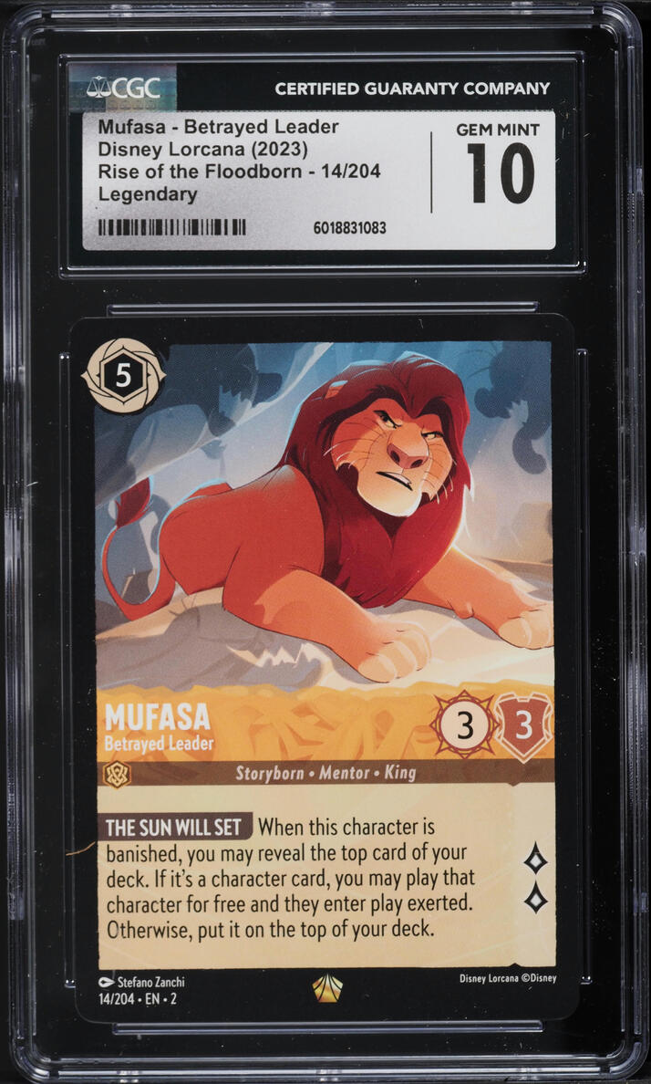 2023 Disney Lorcana Rise Of The Floodborn Mufasa Betrayed Leader #14 CGC 10 GEM
