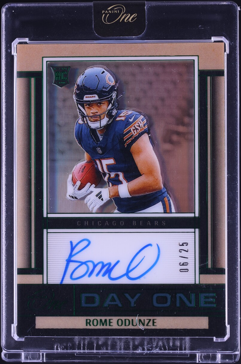 2024 Panini One Day One Green Rome Odunze ROOKIE AUTO /25 #133