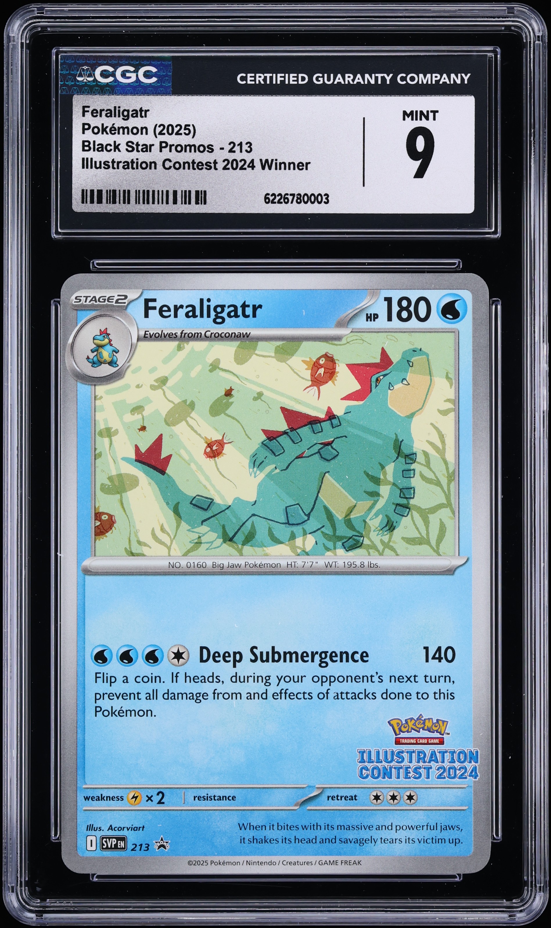 2025 Pokemon Scarlet & Violet Promo Illustration Contest '24 Winner Feraligatr #213 CGC 9 MINT