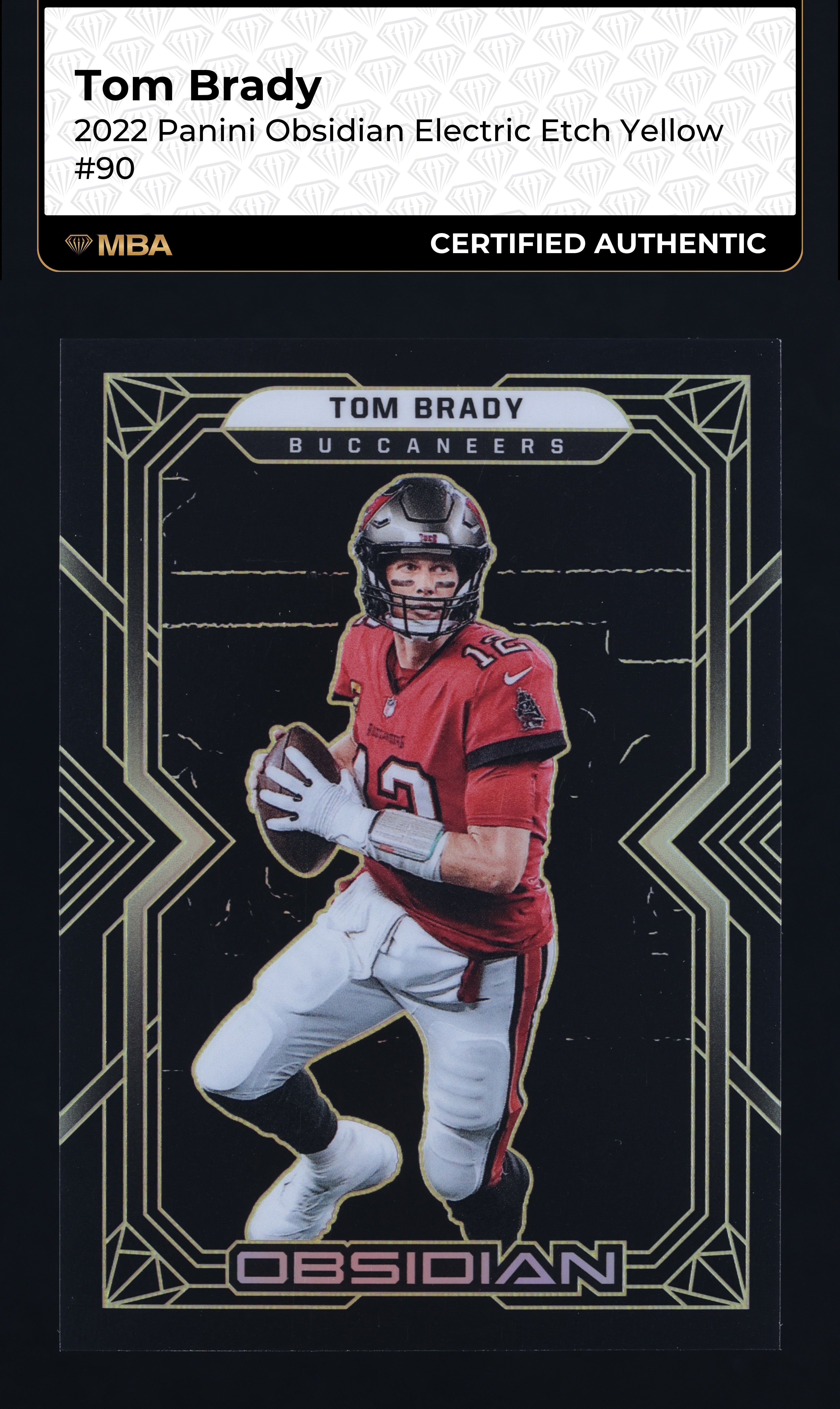 2022 Panini Obsidian Electric Etch Yellow Tom Brady /25 #90 MBA AUTH