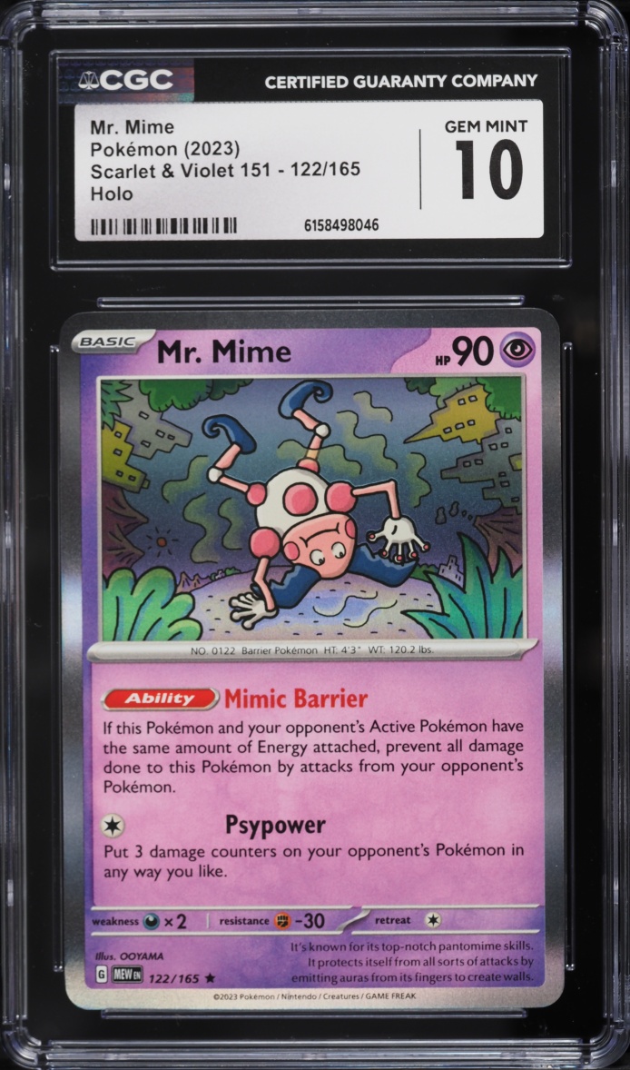 2023 Pokemon Scarlet & Violet 151 Holo Mr. Mime #122 CGC 10 GEM MINT