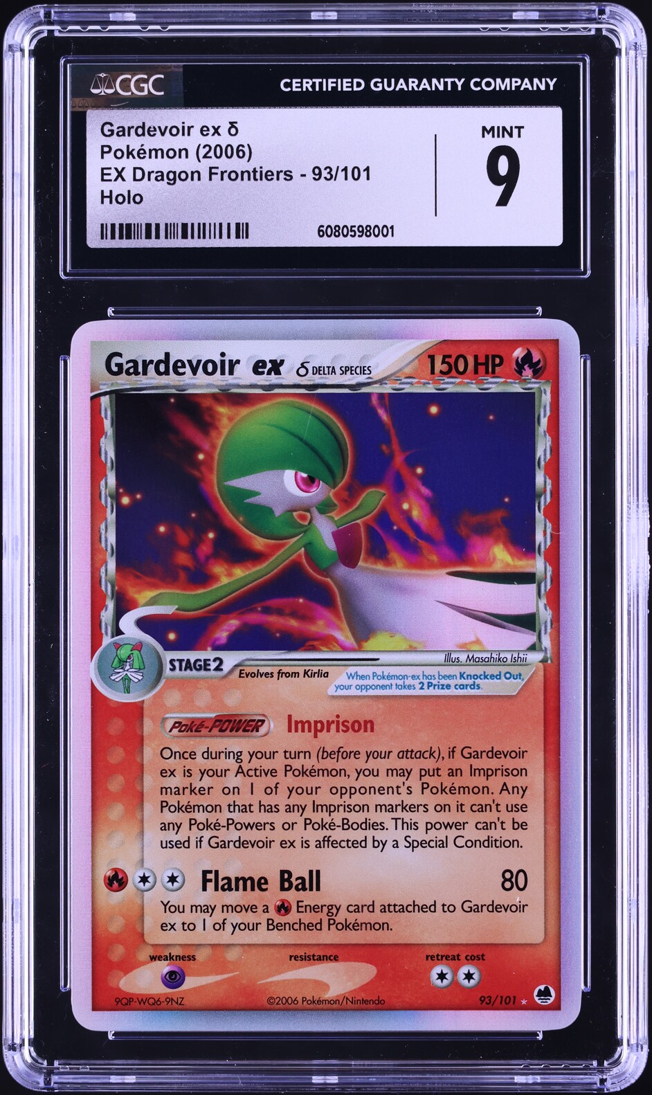 2006 Pokemon EX Dragon Frontiers Holo Gardevoir ex #93 CGC 9 MINT