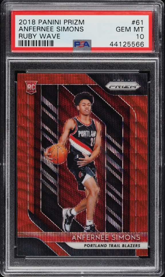 2018 Panini Prizm Ruby Wave Anfernee Simons ROOKIE #61 PSA 10 GEM MINT