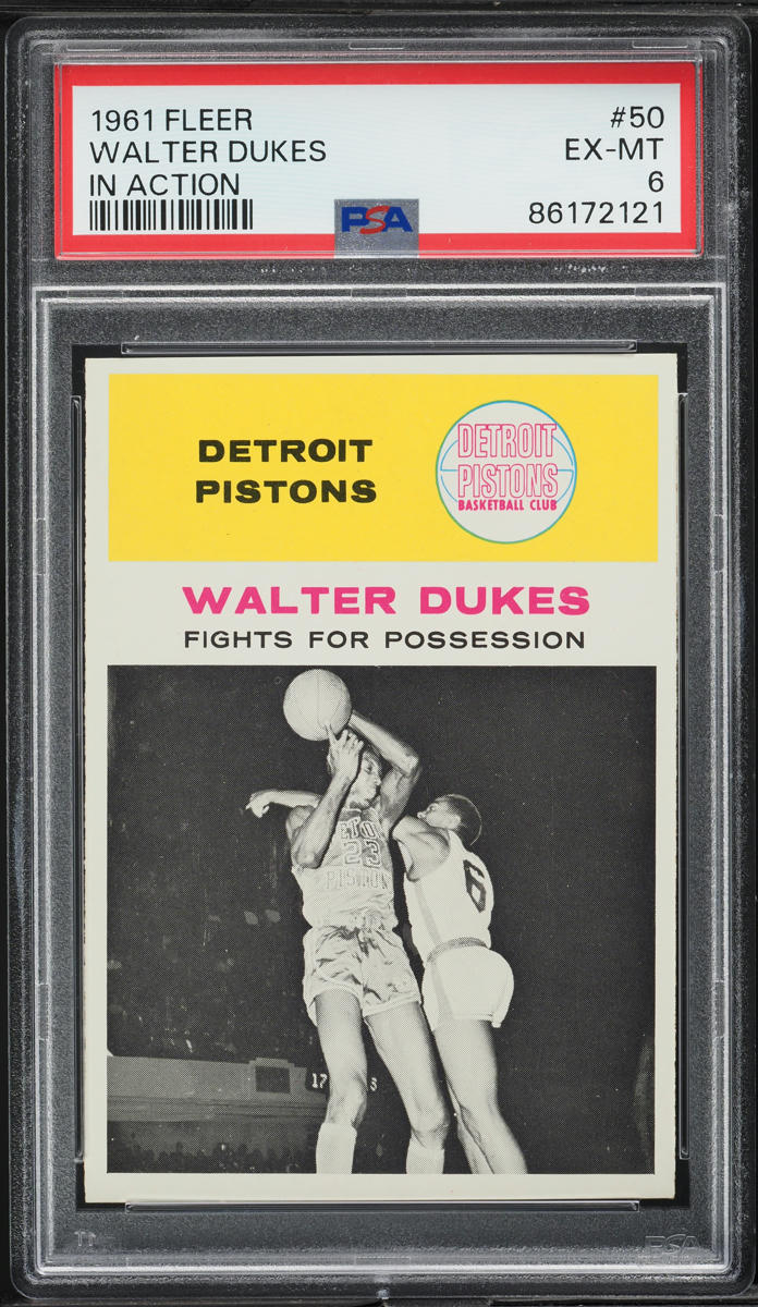1961 Fleer Basketball Walter Dukes IN ACTION #50 PSA 6 EXMT