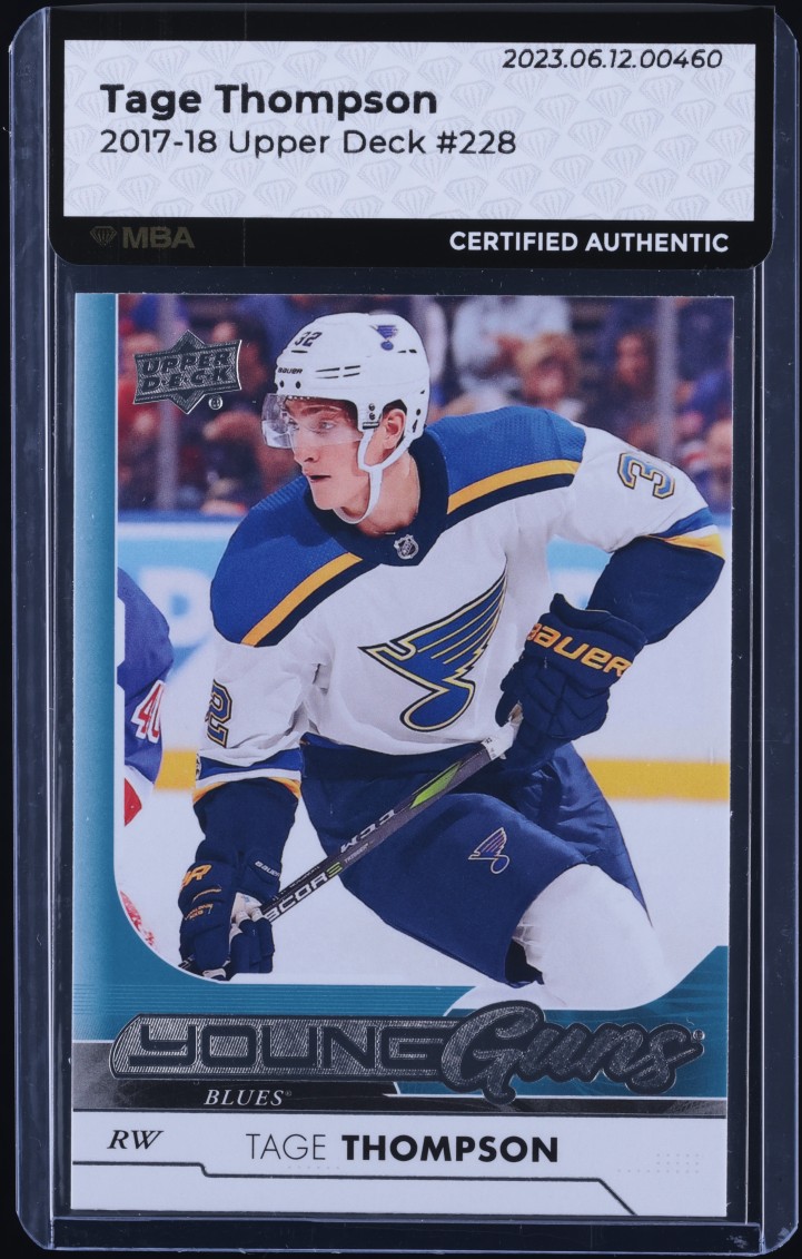 2017 Upper Deck Young Guns Tage Thompson ROOKIE #228 MBA AUTH