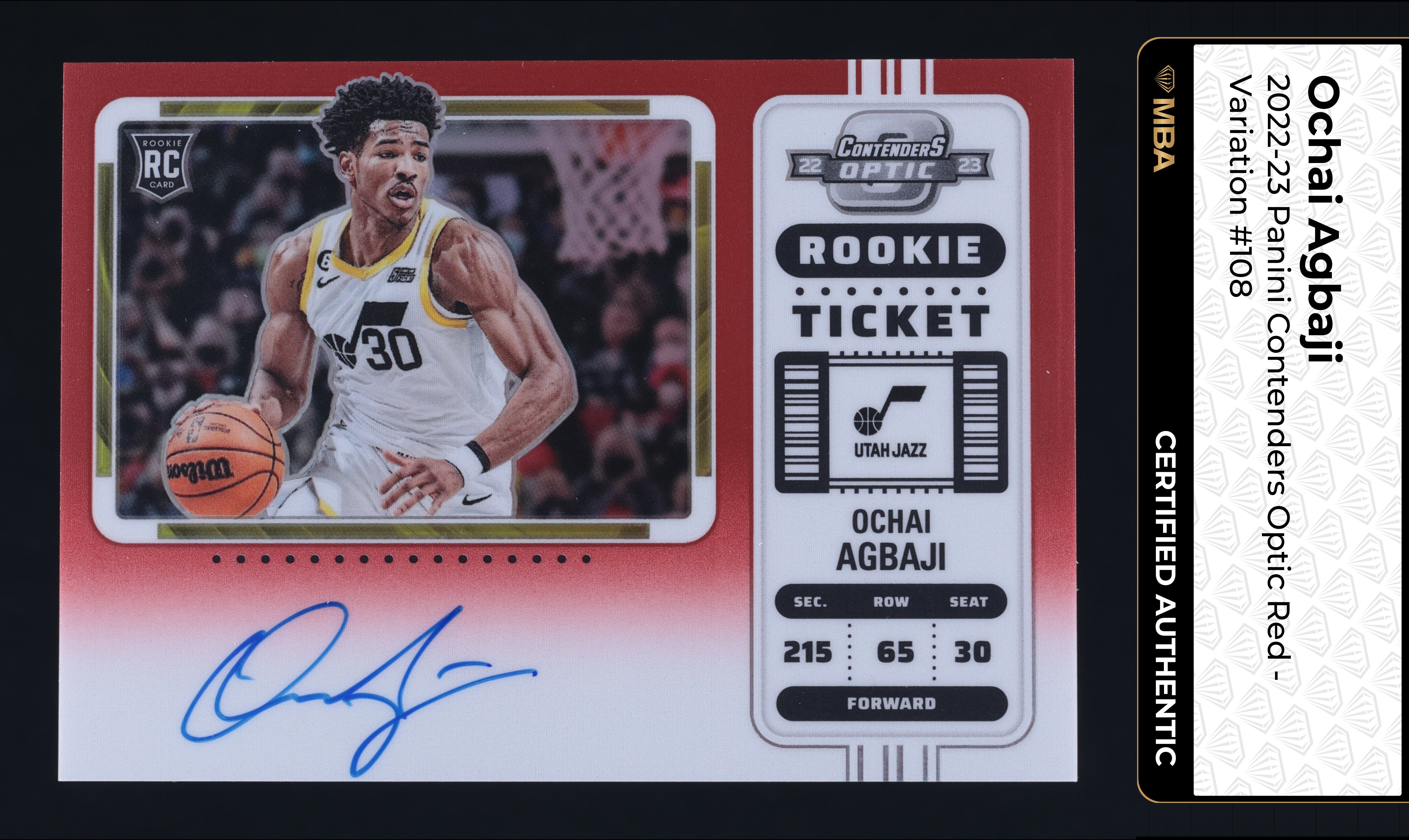 2022 Panini Contenders Optic Red Variation Ochai Agbaji ROOKIE AUTO /99 MBA AUTH