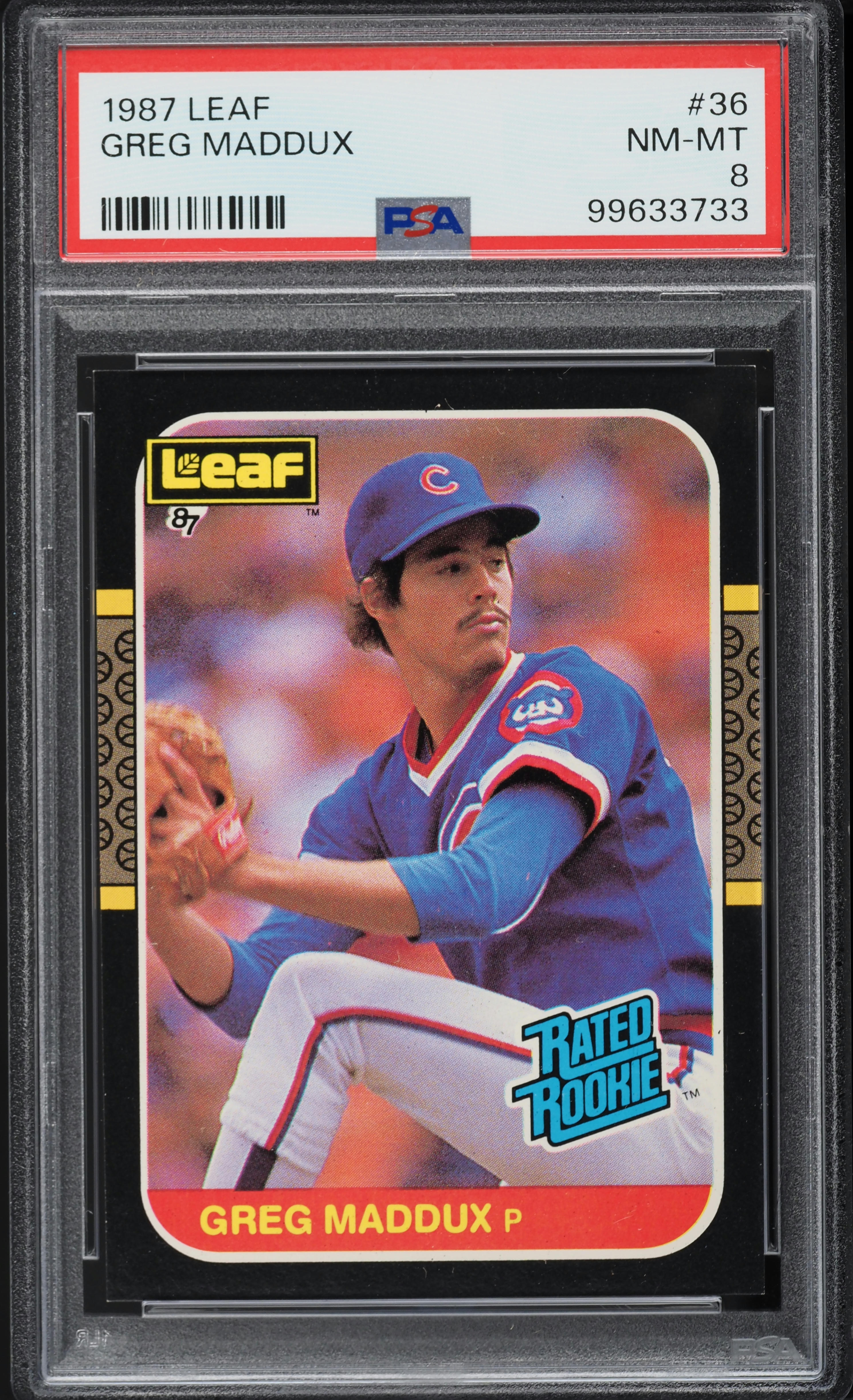 1987 Leaf Greg Maddux ROOKIE #36 PSA 8 NM-MT