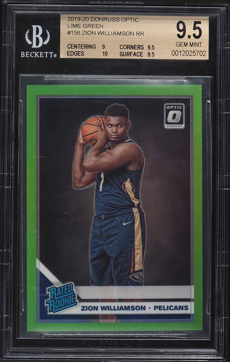 2019 Donruss Optic Lime Green Zion Williamson ROOKIE /149 #158 BGS 9.5 GEM MINT