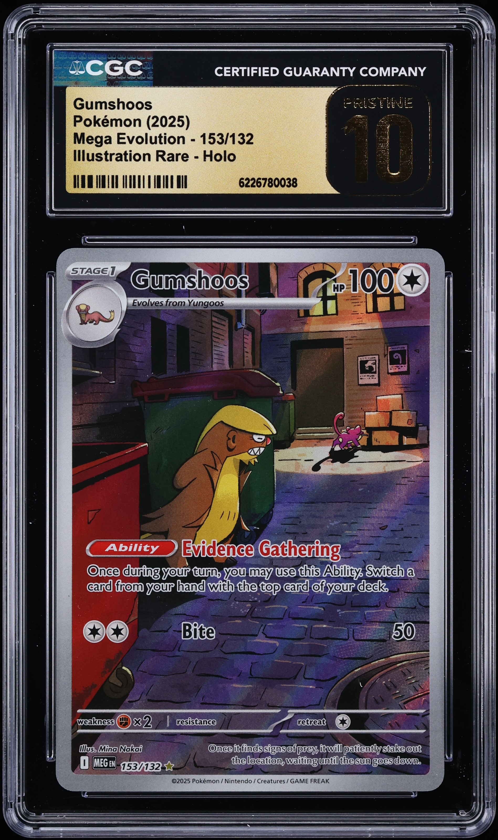 2025 Pokemon Mega Evolution IR Gumshoos #153 CGC 10 PRISTINE