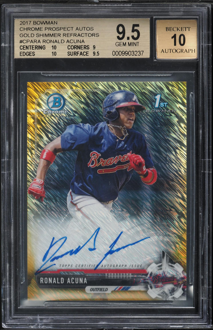 2017 Bowman Chrome Gold Shimmer Refractor Ronald Acuna PROSPECT AUTO /50 BGS 9.5