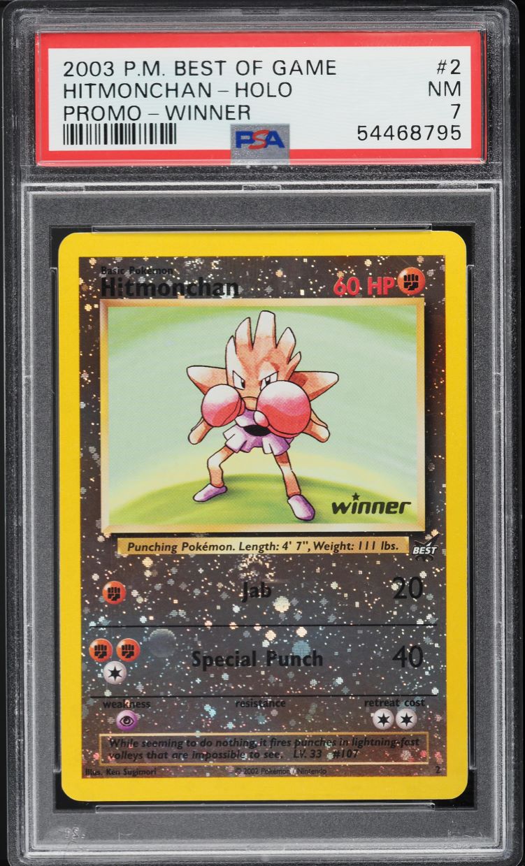 2003 Pokemon Best Of Game Promo Winner Reverse Holo Hitmonchan #2 PSA 7 NRMT
