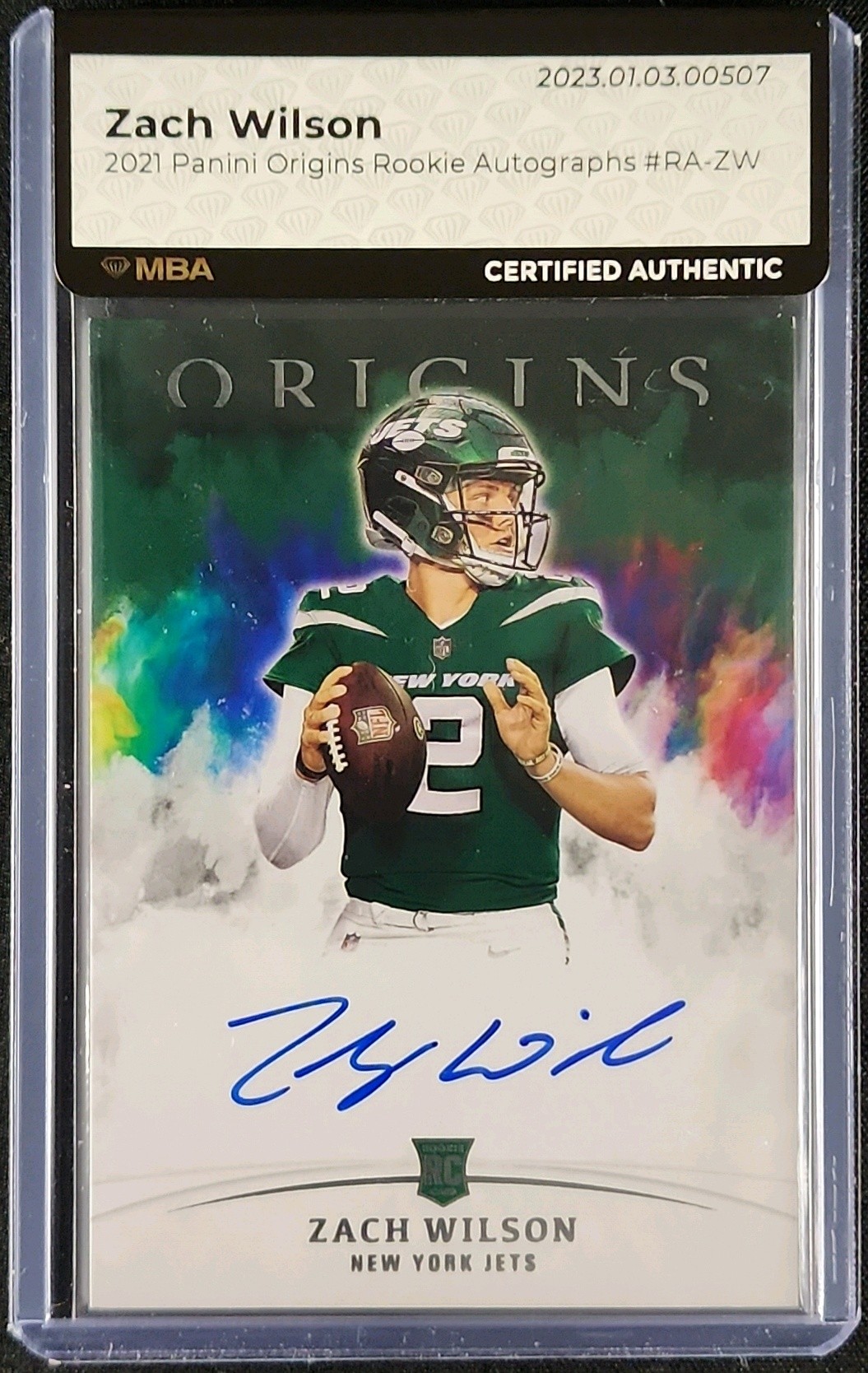 2021 Panini Origins Zach Wilson ROOKIE AUTO #RA-ZW MBA AUTH