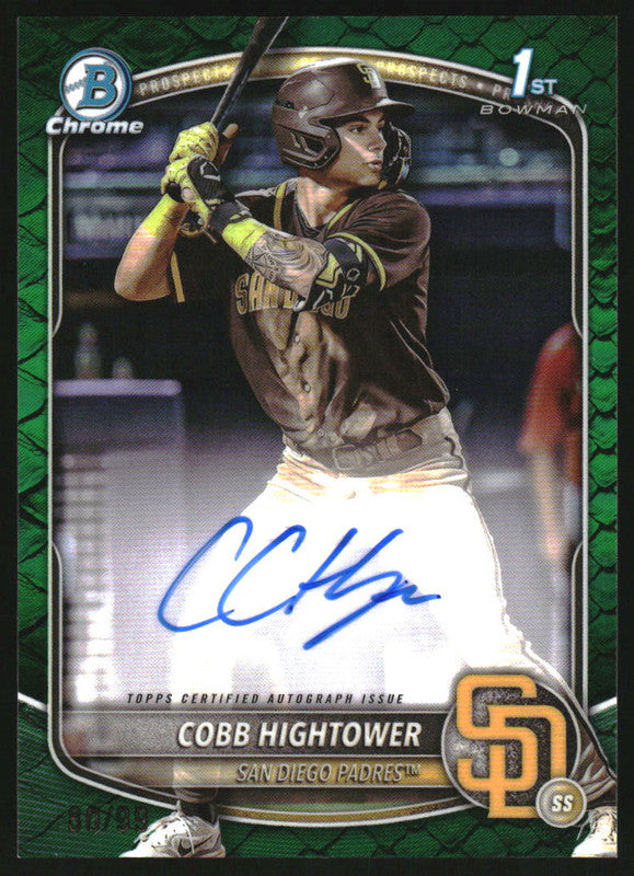 2025 Bowman Chrome Autograph Reptilian Green #CPA-CHI Cobb Hightower RC Auto /99