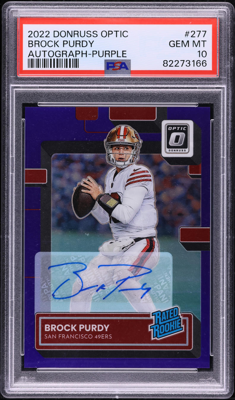 2022 Donruss Optic Purple Brock Purdy ROOKIE AUTO /35 #277 PSA 10 GEM MINT