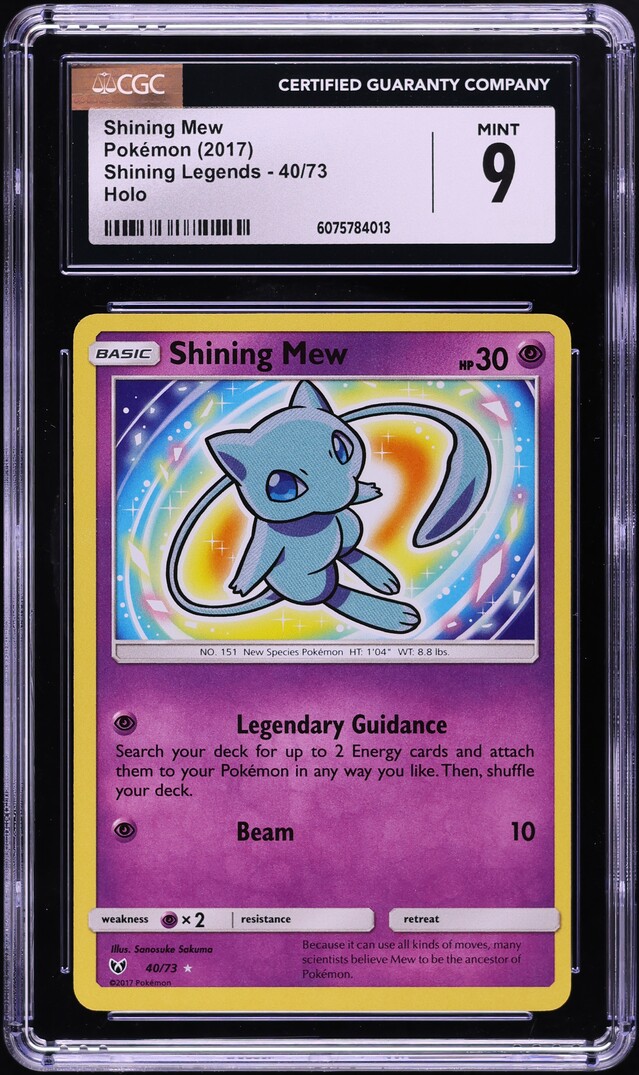 2017 Pokemon Sun & Moon Shining Legends Holo Shining Mew #40 CGC 9 MINT
