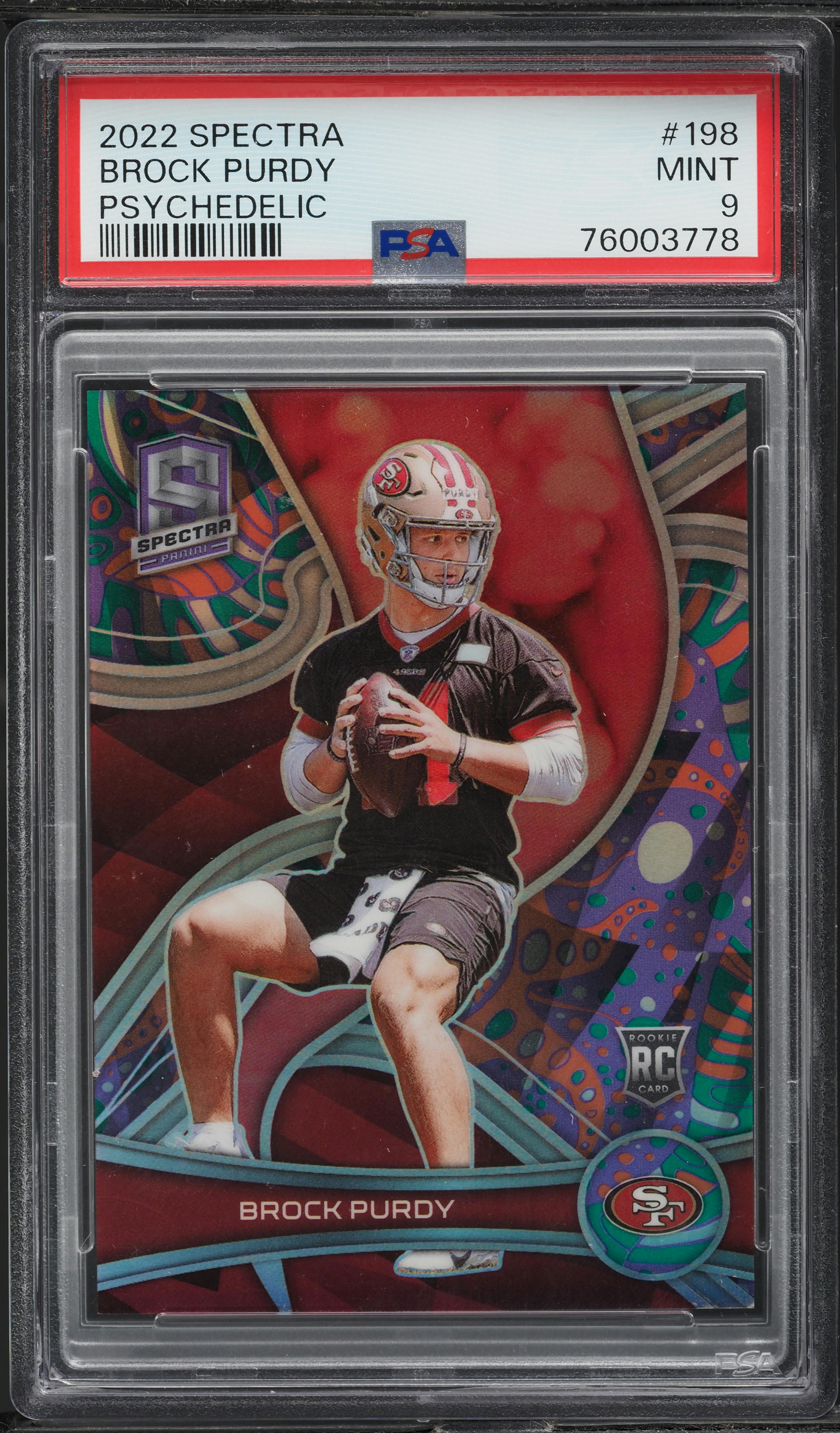 2022 Panini Spectra Psychedelic Brock Purdy ROOKIE 1/5 #198 PSA 9 MINT