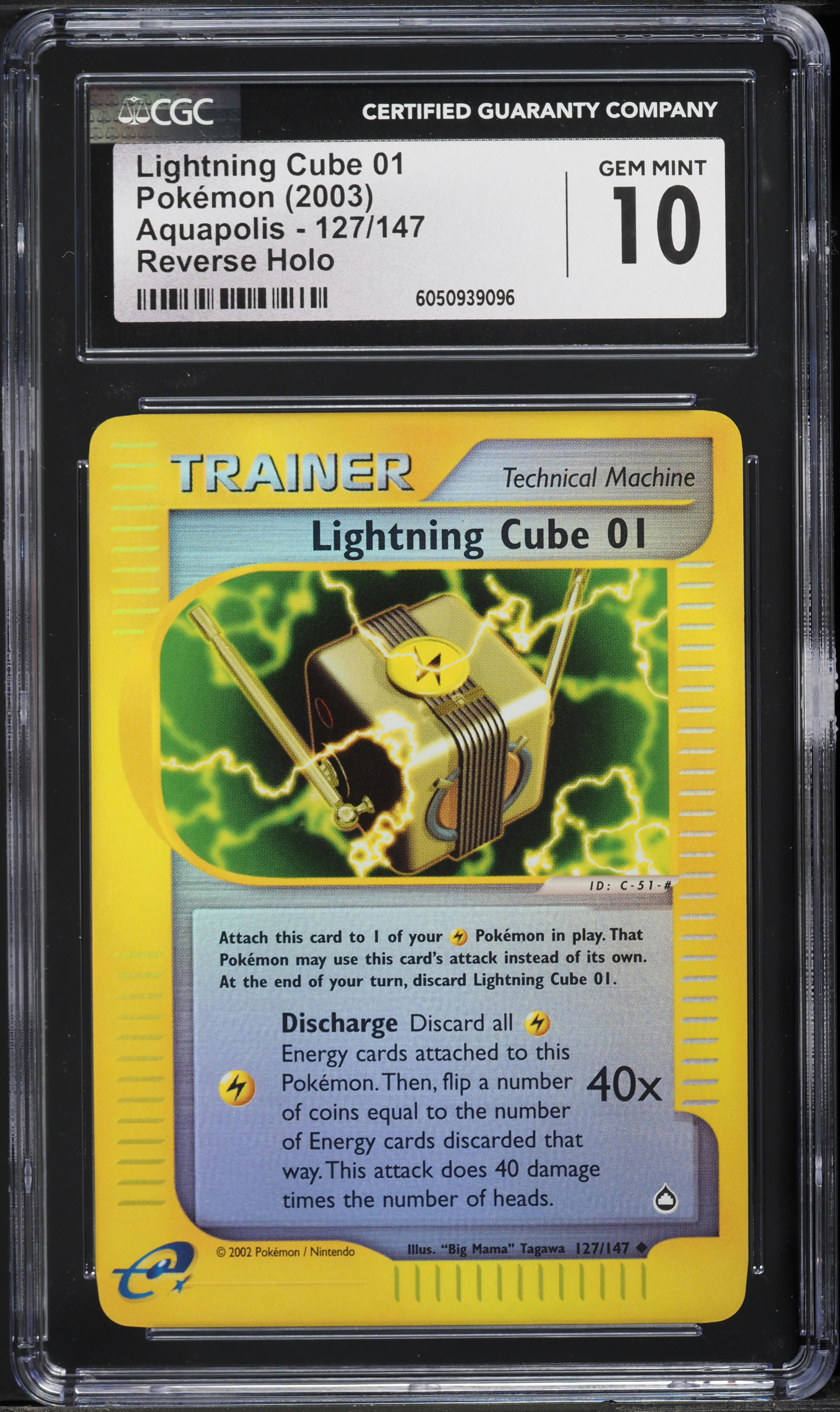 2003 Pokemon Aquapolis Reverse Holo Lightning Cube 01 #127 CGC 10 GEM MINT