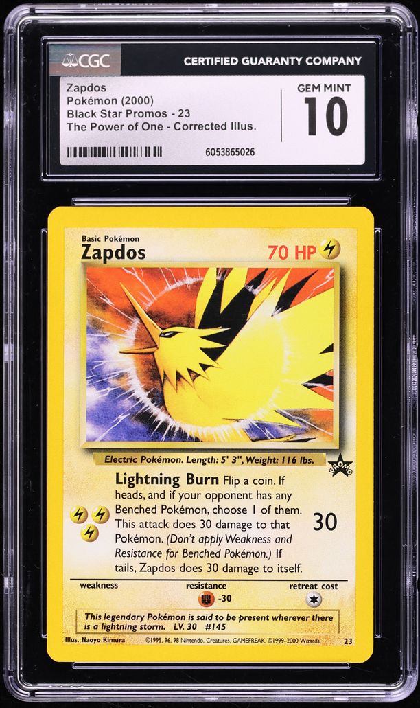 2000 Pokemon Black Star Promo Corrected Illustrator Zapdos #23 CGC 10 GEM MINT