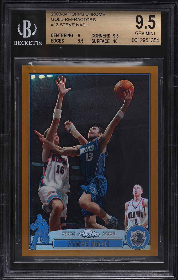 2003 Topps Chrome Gold Refractor Steve Nash /99 #13 BGS 9.5 GEM MINT
