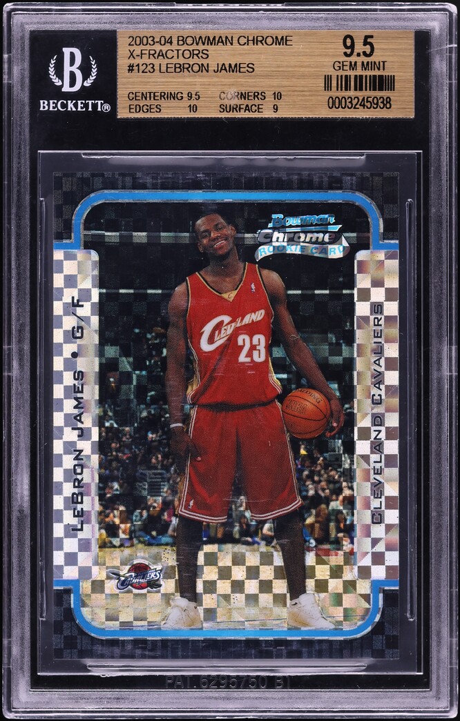 2003 Bowman Chrome Xfractor LeBron James ROOKIE /150 #123 BGS 9.5 GEM MINT