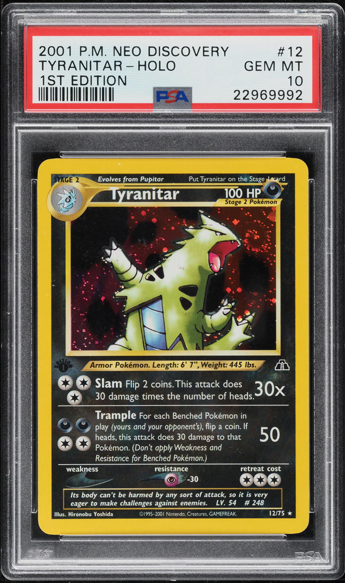 2001 Pokemon Neo Discovery 1st Edition Holo Tyranitar #12 PSA 10 GEM MINT