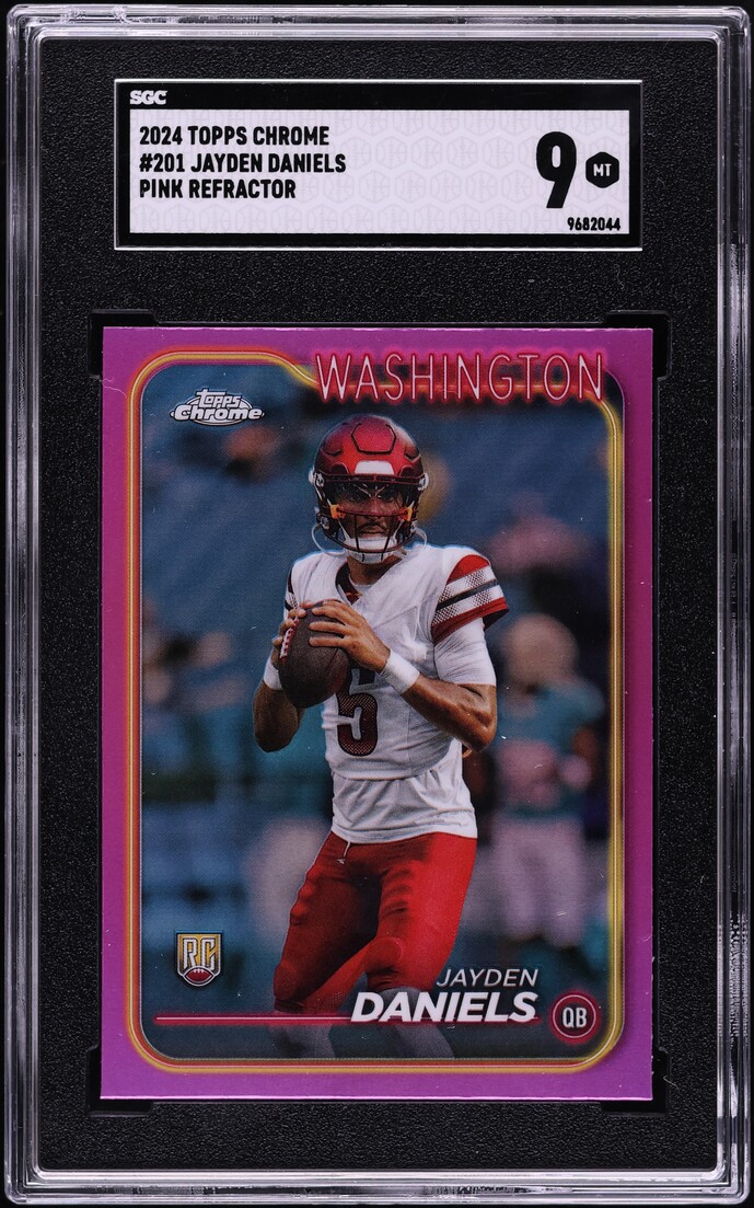 2024 Topps Chrome Pink Refractor Jayden Daniels ROOKIE #201 SGC 9 MINT