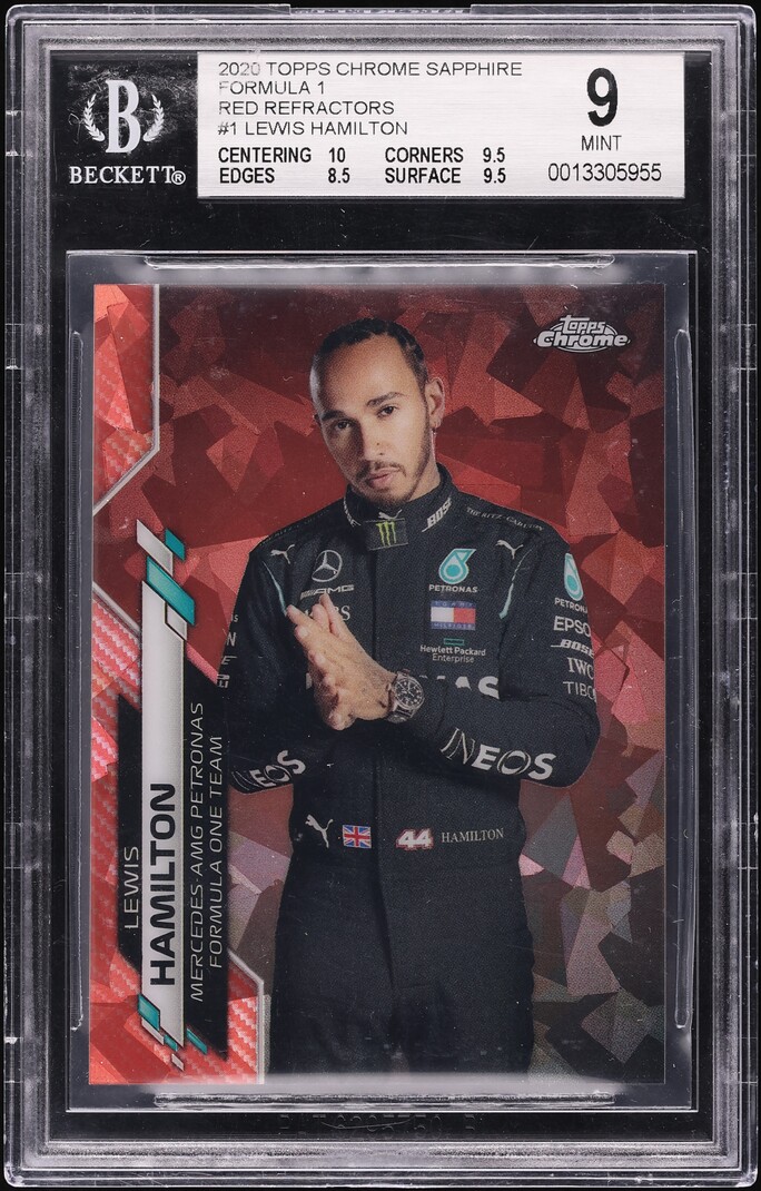 2020 Topps Chrome Sapphire Formula 1 F1 Red Refractor Lewis Hamilton /5 #1 BGS 9