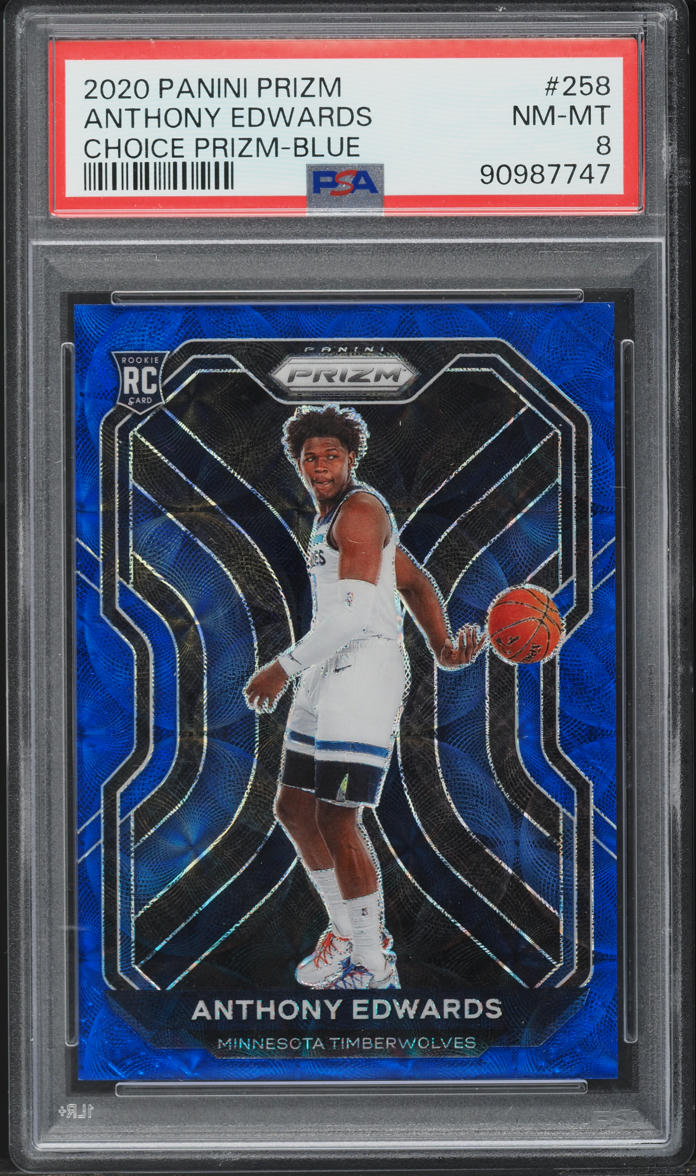 2020 Panini Prizm Choice Blue Anthony Edwards ROOKIE /49 #258 PSA 8 NM-MT