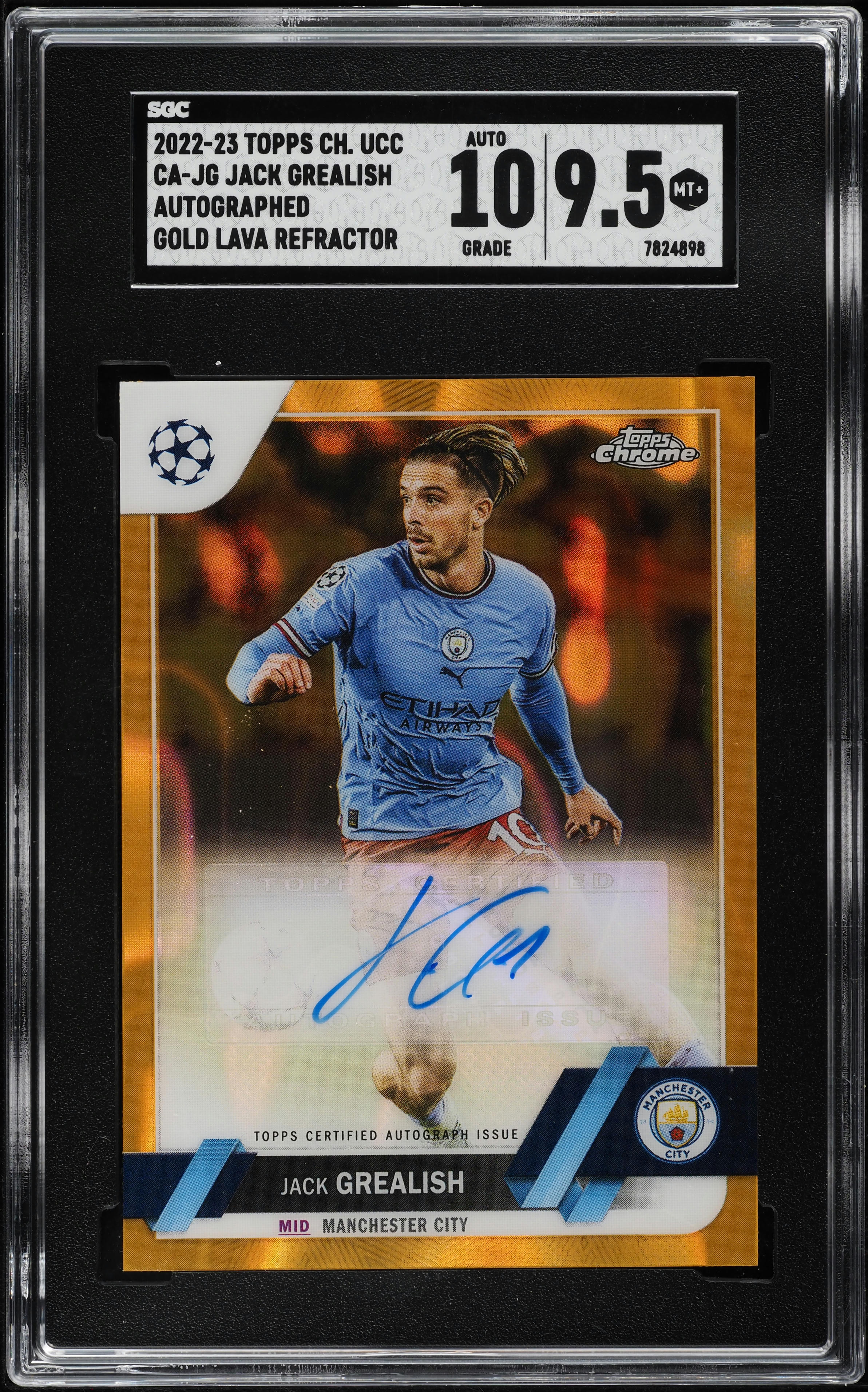 2022 Topps Chrome UEFA Gold Lava Refractor Jack Grealish AUTO #CA-JG SGC 9.5