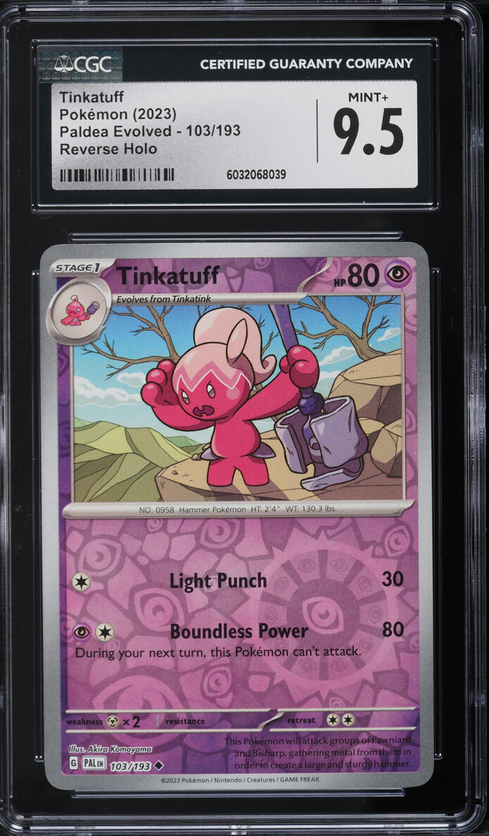 2023 Pokemon Scarlet & Violet Paldea Evolved Reverse Holo Tinkatuff #103 CGC 9.5 MINT+