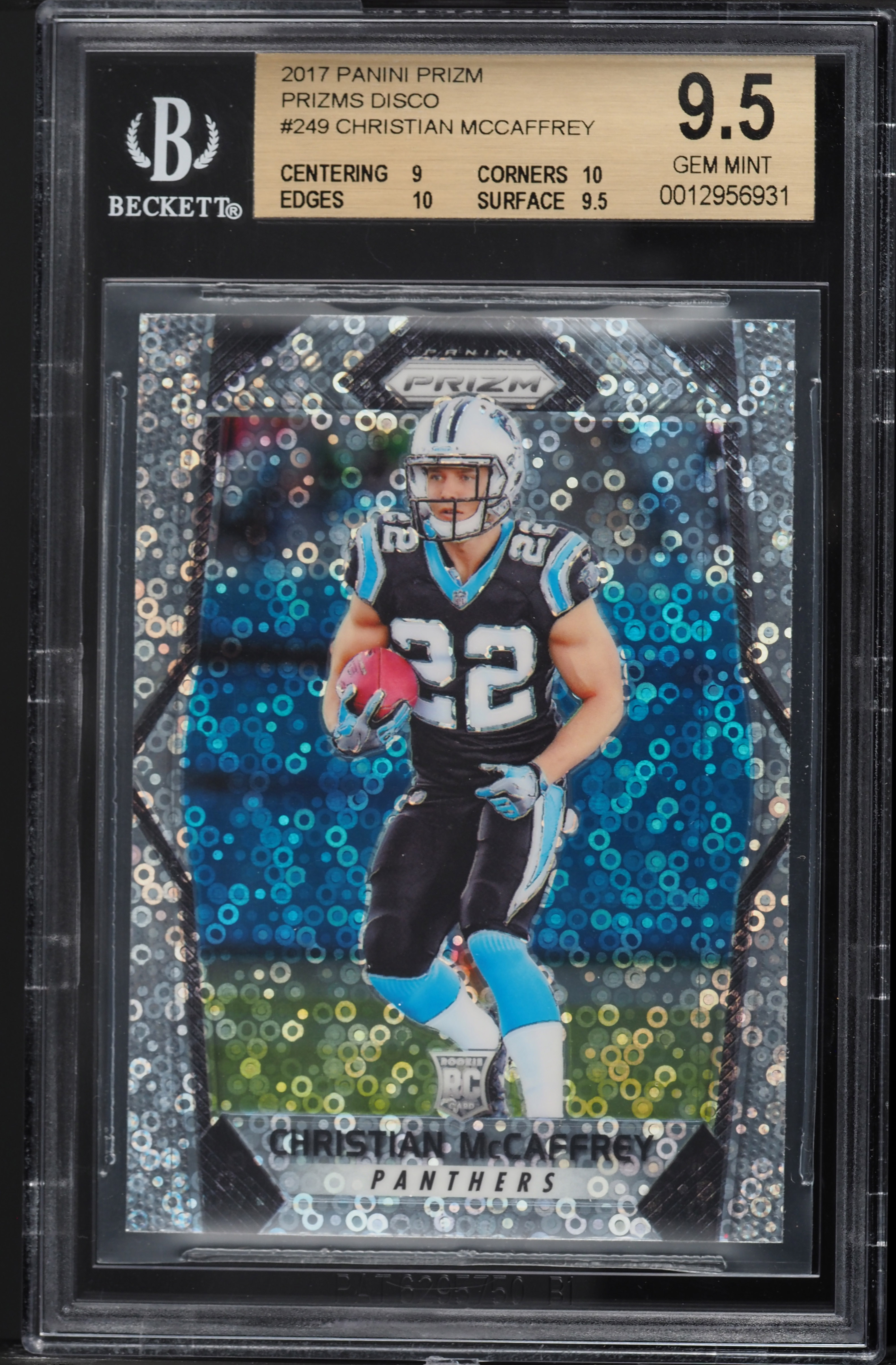 2017 Panini Prizm Disco Christian McCaffrey ROOKIE #249 BGS 9.5 GEM MINT