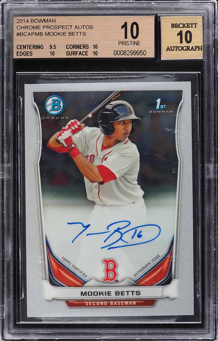 2014 Bowman Chrome Prospects Mookie Betts ROOKIE AUTO BCAPMB BGS 10