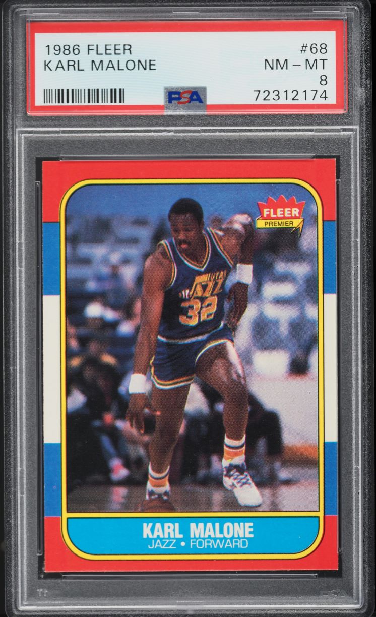 1986 Fleer Basketball Karl Malone ROOKIE #68 PSA 8 NM-MT
