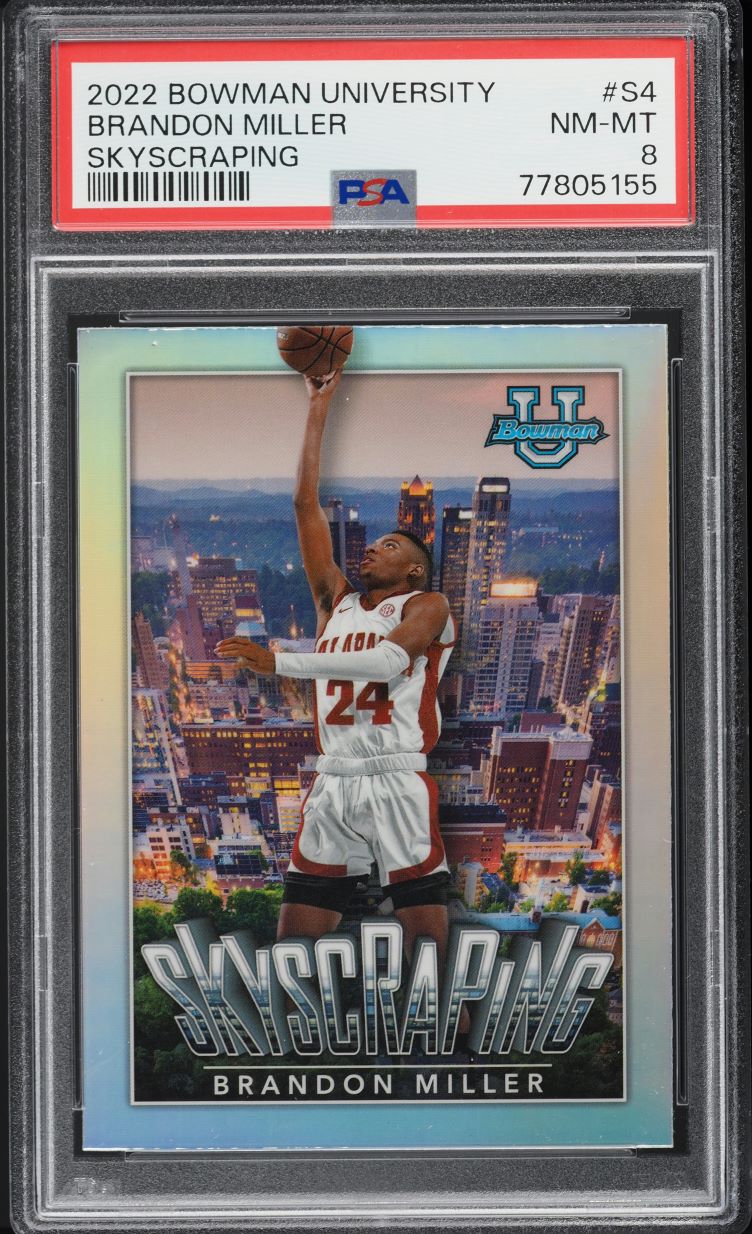 Brandon Miller #S-4 2022-23 Bowman University Chrome Basketball Skyscraping Autographs
