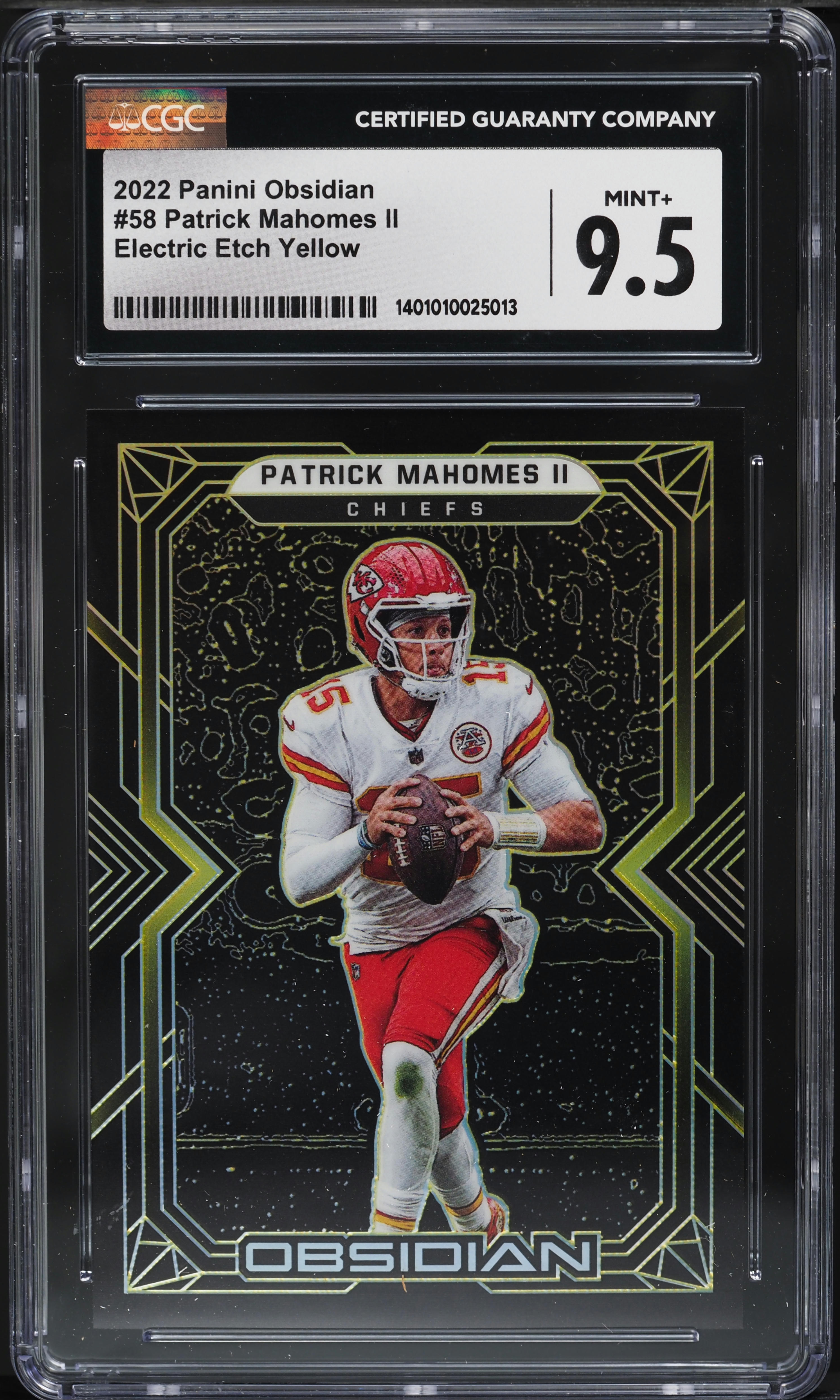 2022 Panini Obsidian Electric Etch Yellow Patrick Mahomes II 25/25 #58 CGC 9.5