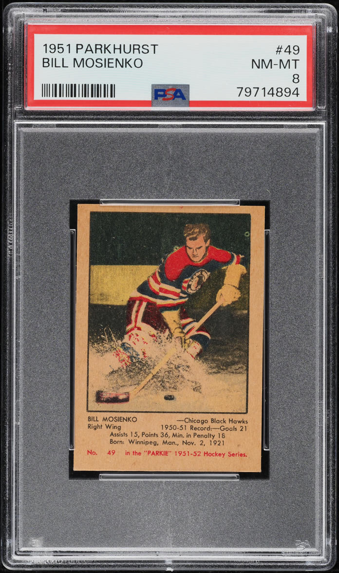 1951 Parkhurst Bill Mosienko ROOKIE #49 PSA 8 NM-MT
