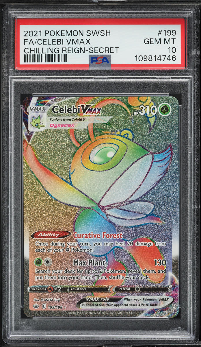 2021 Pokemon SWSH Chilling Reign Rainbow Rare Celebi VMAX #199 PSA 10 GEM MINT