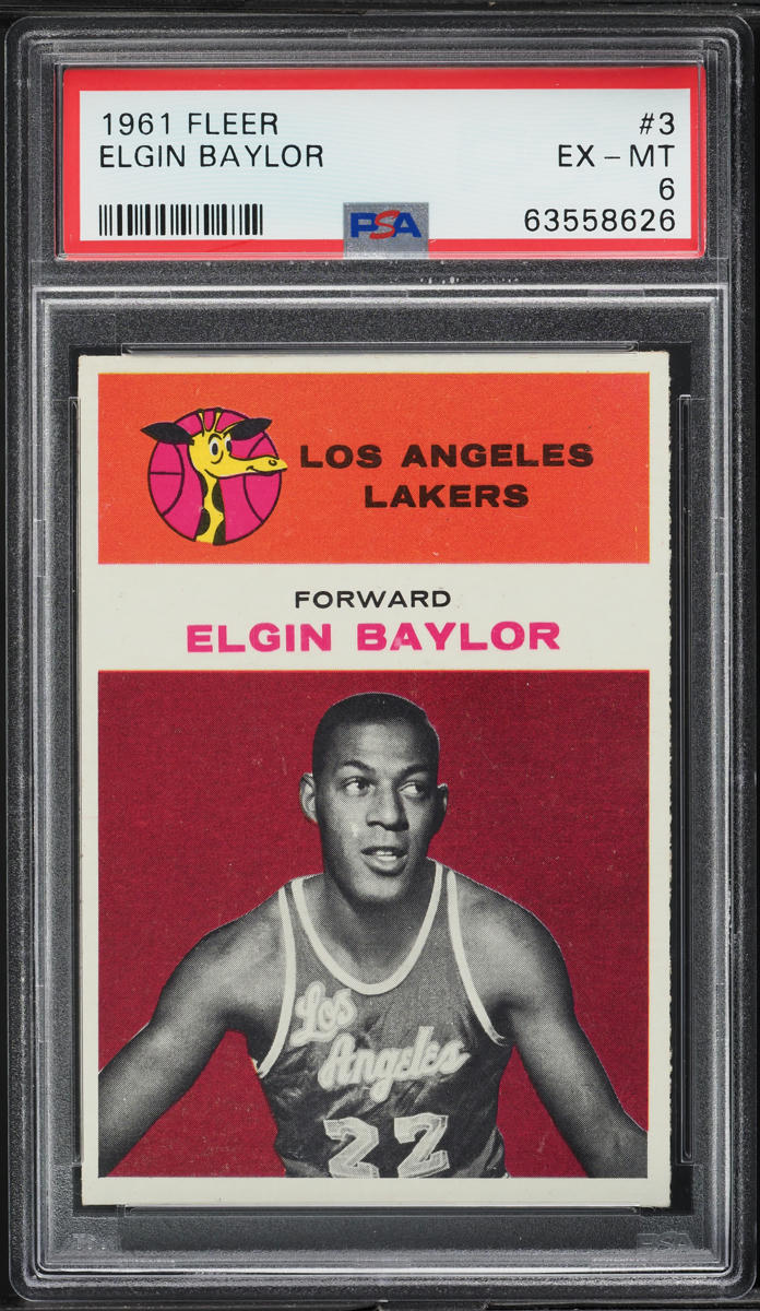 1961 Fleer Basketball Elgin Baylor ROOKIE #3 PSA 6 EXMT
