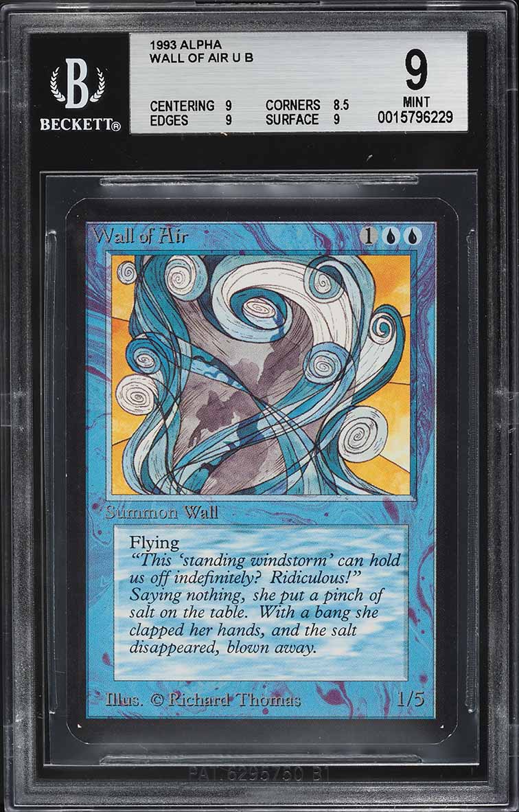 1993 Magic The Gathering MTG Alpha Wall Of Air U B BGS 9 MINT