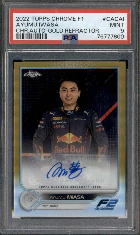 2022 Topps Chrome F1 Auto Gold Refractor Ayumu Iwasa /50 PSA 9
