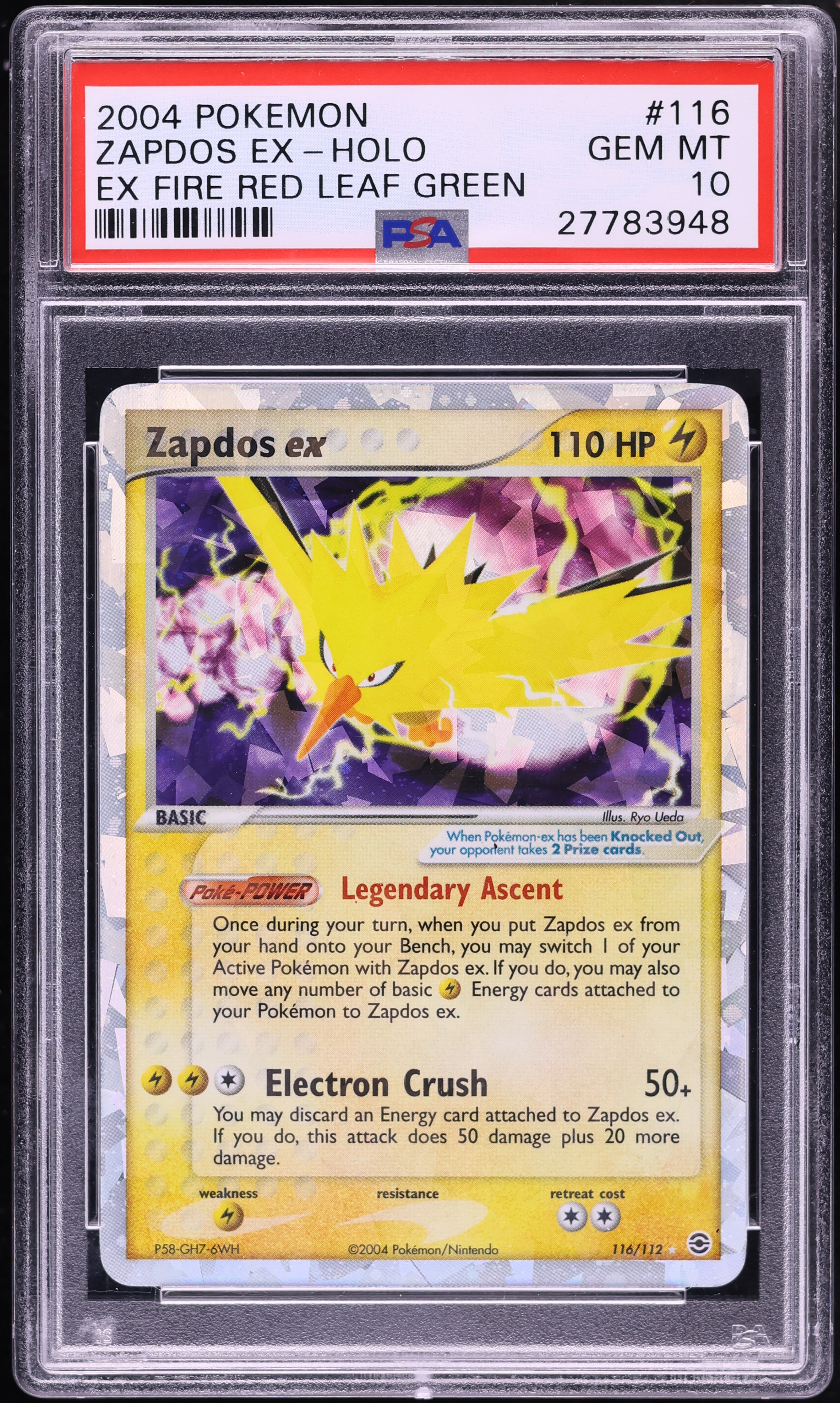 2004 Pokemon EX Fire Red & Leaf Green Holo Zapdos ex #116 PSA 10 GEM MINT