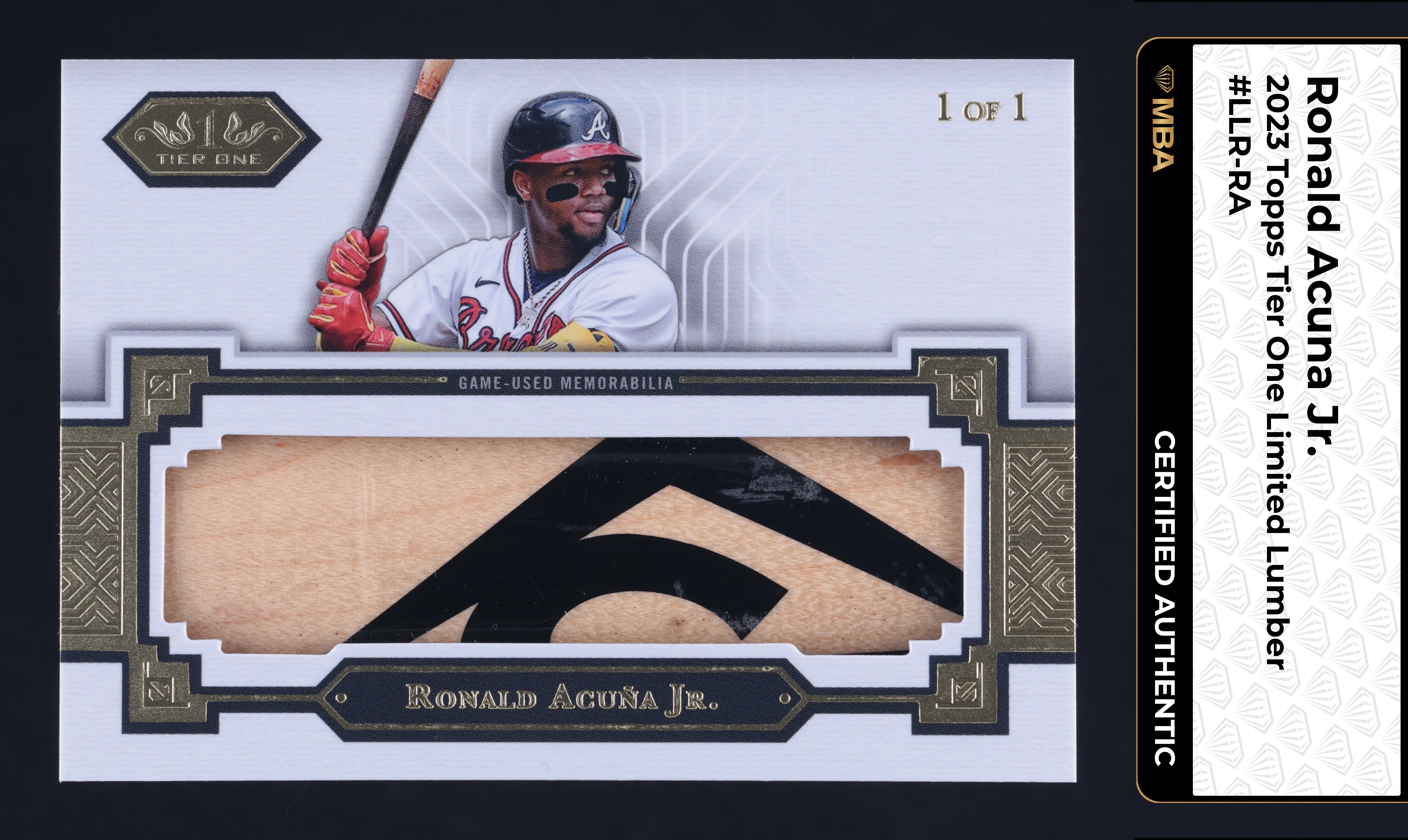2023 Topps Tier One Limited Lumber Ronald Acuna Jr. PATCH 1/1 #LLR-RA MBA AUTH