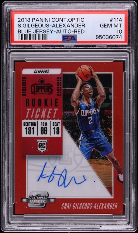 2018 Panini Contenders Optic Red Shai Gilgeous-Alexander ROOKIE AUTO /149 PSA 10
