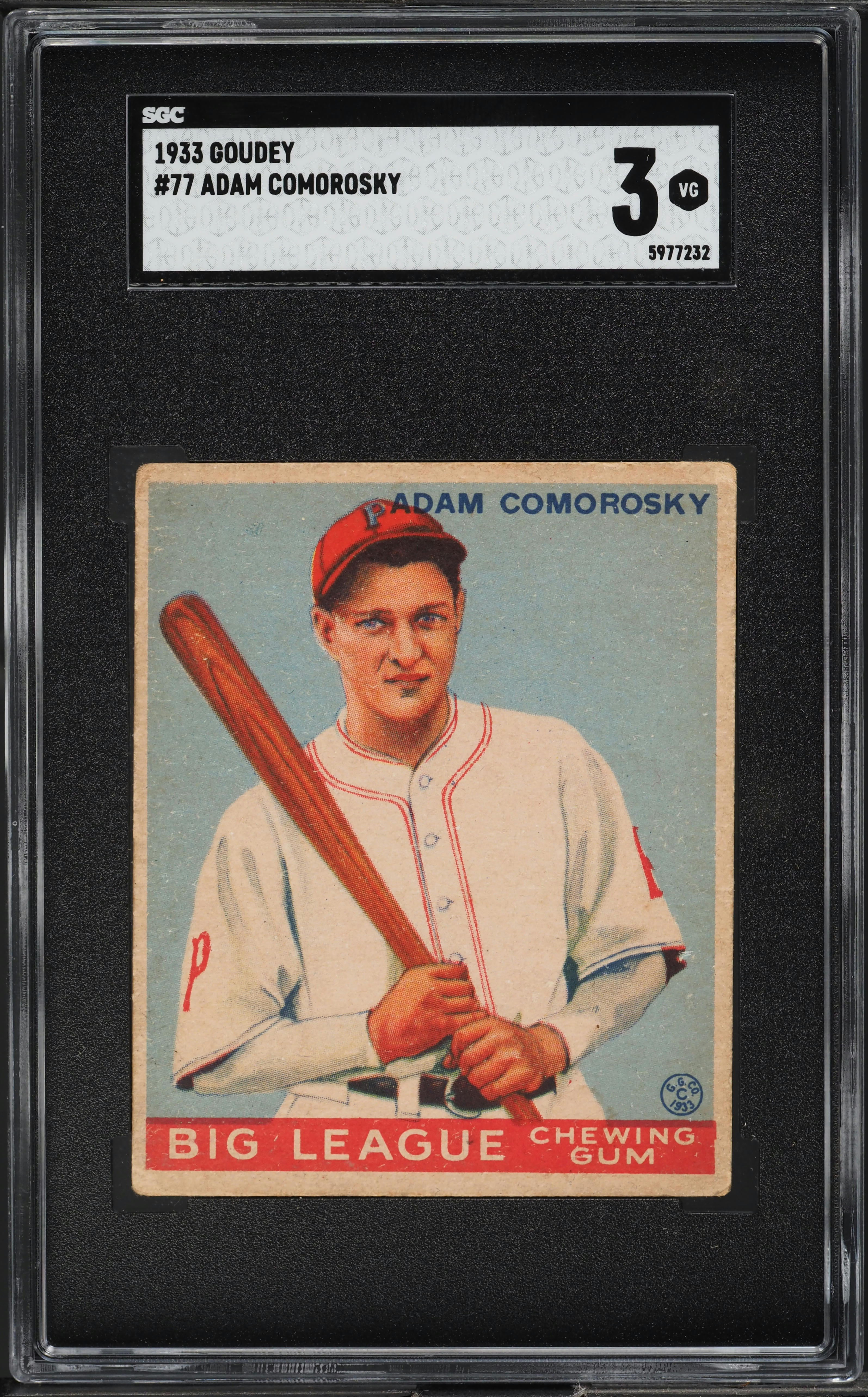 1933 Goudey Adam Comorosky #77 SGC 3 VG