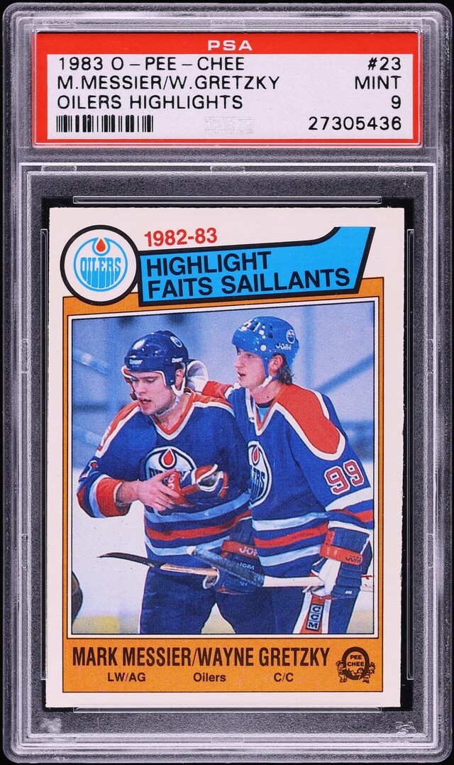 1983 O-Pee-Chee Hockey Wayne Gretzky & Mark Messier HIGHLIGHTS #23 PSA 9 MINT