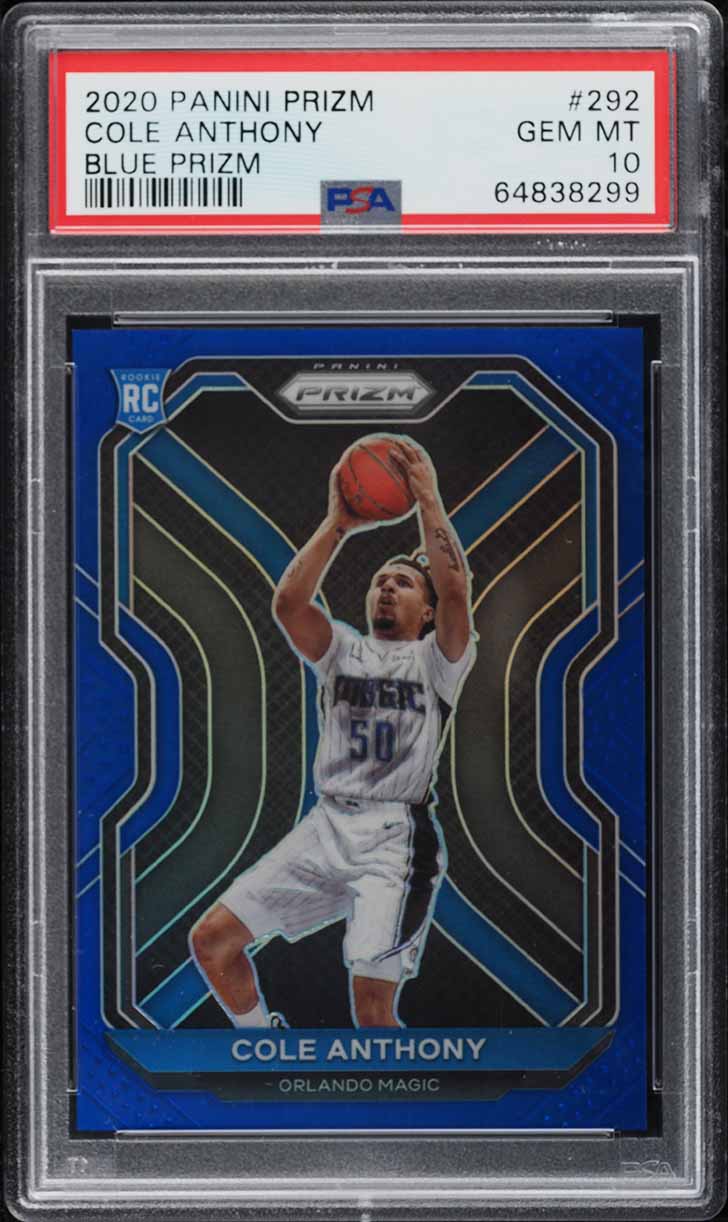 2020 Panini Prizm Blue Prizms Cole Anthony ROOKIE /199 #292 PSA 10 GEM MINT